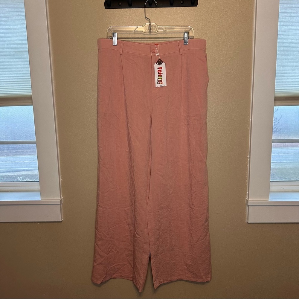 Feiersi Pink Wide Leg Pants NWT size XXL